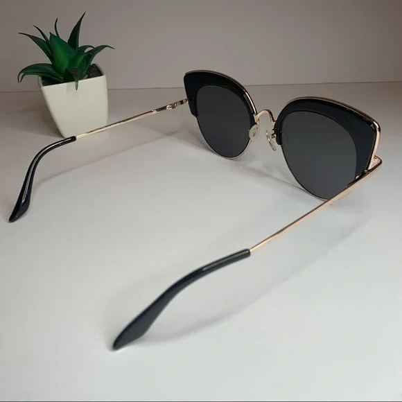 Gold/Black Cat Eye Sunglasses - Picture 8 of 11